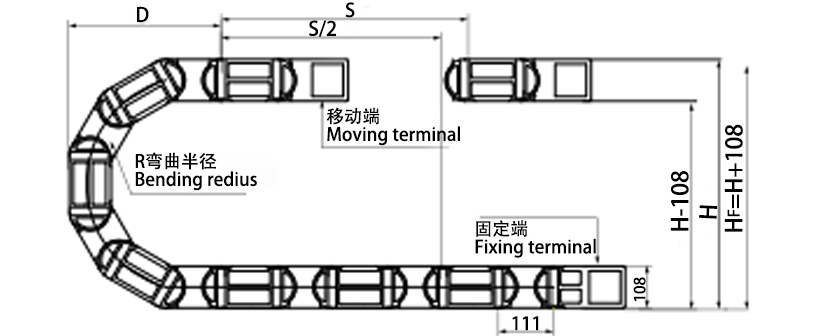 80系列强力型拖链主要参数图